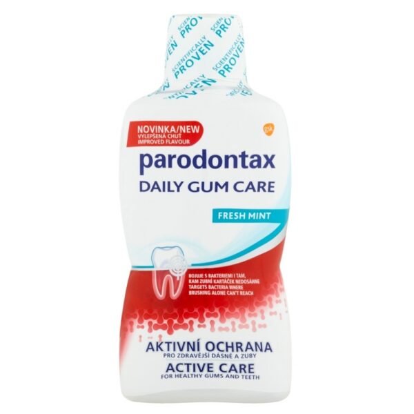 The mouthwash provides active protection for healthier gums and teeth and leaves your mouth feeling fresh.