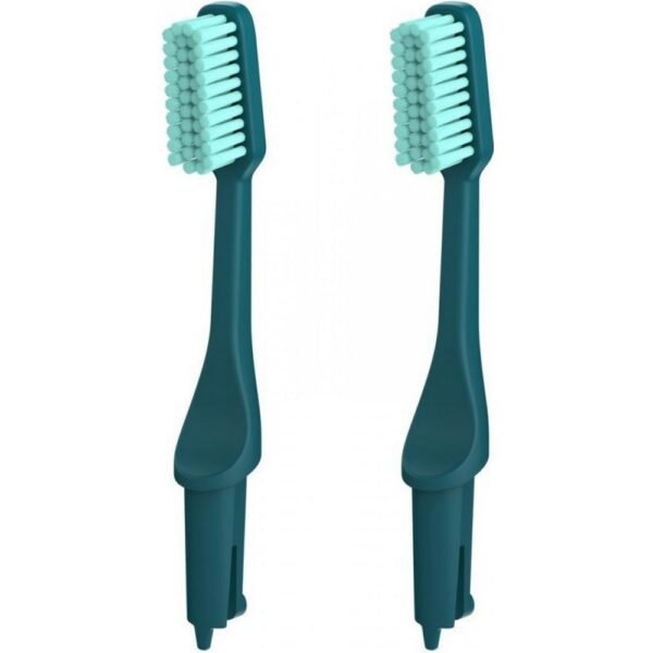 A TIOBRUSH replacement toothbrush head that is made almost exclusively from renewable resources.