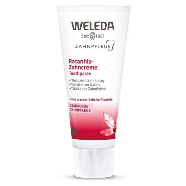 Fragrant breath and healthy and strong teeth without bleeding during cleaning are promised by krameria tripe in coalition with myrrh and mint in natural Ratanhia paste.