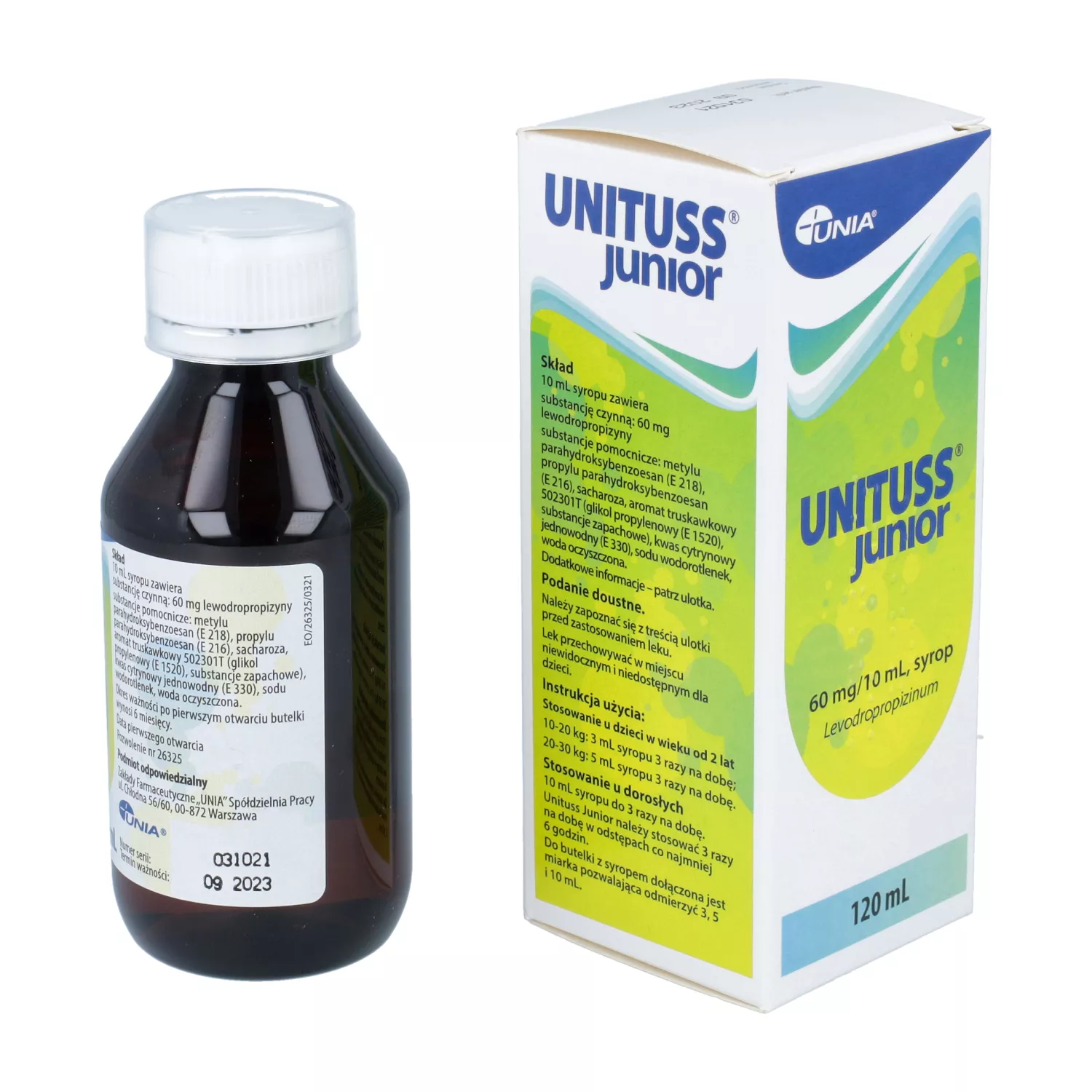 Unituss Junior, Unituss Junior, 0.06 g/10ml, 120 ml, Unia