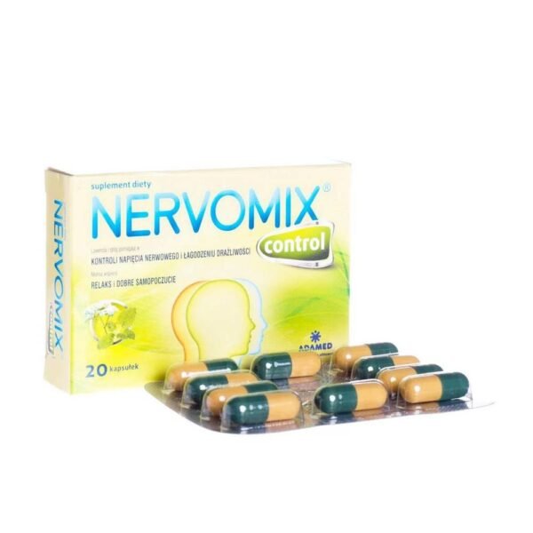 Nervomix Control is a dietary supplement containing natural ingredients: lemon balm, hawthorn and lavender, which help control nervous tension.