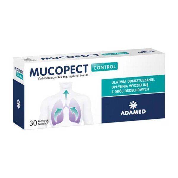 Mukopect Control is a drug used for the symptomatic treatment of respiratory diseases accompanied by excessive secretion of thick and viscous secretions.