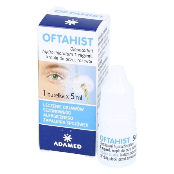 Oftahist eye drops are a drug with antiallergic and antihistamine properties, used for diagnosed seasonal allergic conjunctivitis in adults.