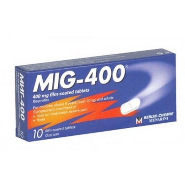 Reducing high fever-Berlin-Chemie MIG 400 for pain and high fever, tablets 400mg ,