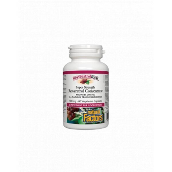 Supports cardiovascular health - NATURAL FACTORS RESVERATROL SUPER CONCENTRATE veggie caps. 250mg,
