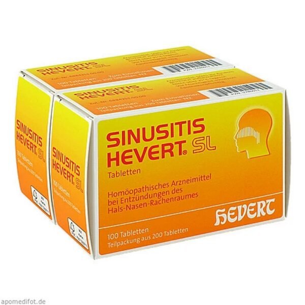 Sinusitis Hevert SL tablets are a homeopathic medicine that is primarily used for colds and inflammation of the mouth, throat and sinuses.