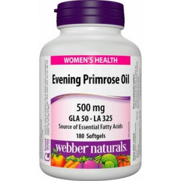 Evening primrose oil – WEBER NATURALS EVENING EMPTY OIL CAPSULES 500MG,