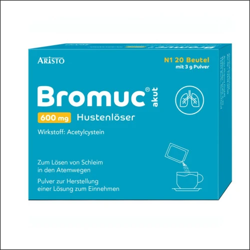 Relieves chest congestion - Bromuc acute 600mg cough suppressant