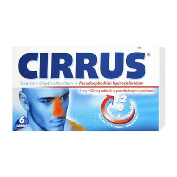 Cirrus Duo is a medicinal product with antiallergic and nasal decongestant properties, for use in the case of nasal congestion and inflammation of the nasal mucosa (sneezing, runny nose, itching, allergy).