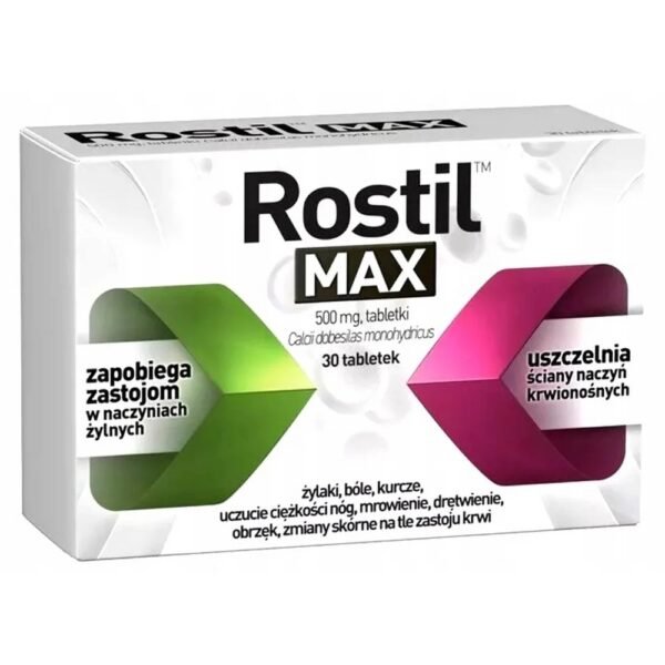 Rostil max is a drug that tightens blood vessels and increases their elasticity, improves venous circulation.