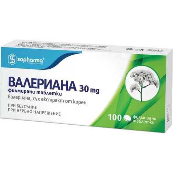 Relieves stress and anxiety - Sopharma Valeriana 30mg,100,