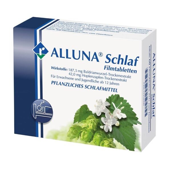 Alluna Schlaf helps with sleep disorders, inner restlessness, exam anxiety, sleep problems, fatigue and ensures a restful night's rest.