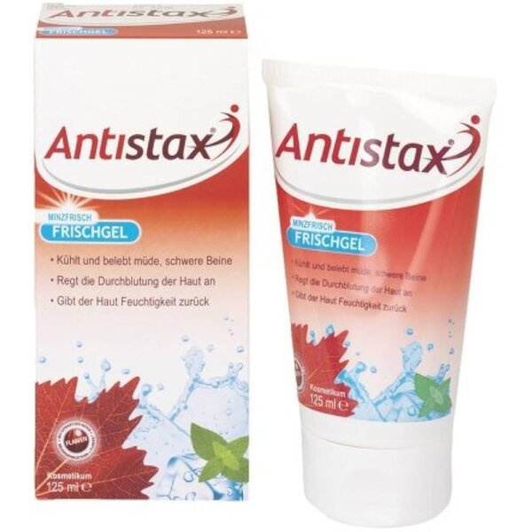 Antistax cools and invigorates heavy and tired legs, stimulates blood circulation.