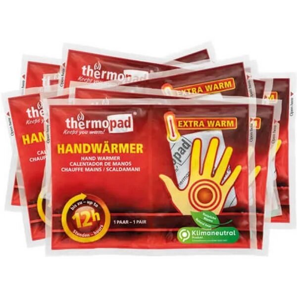The hand warmers from Thermopad are air-activated heat pads that release natural heat for up to 12 hours.