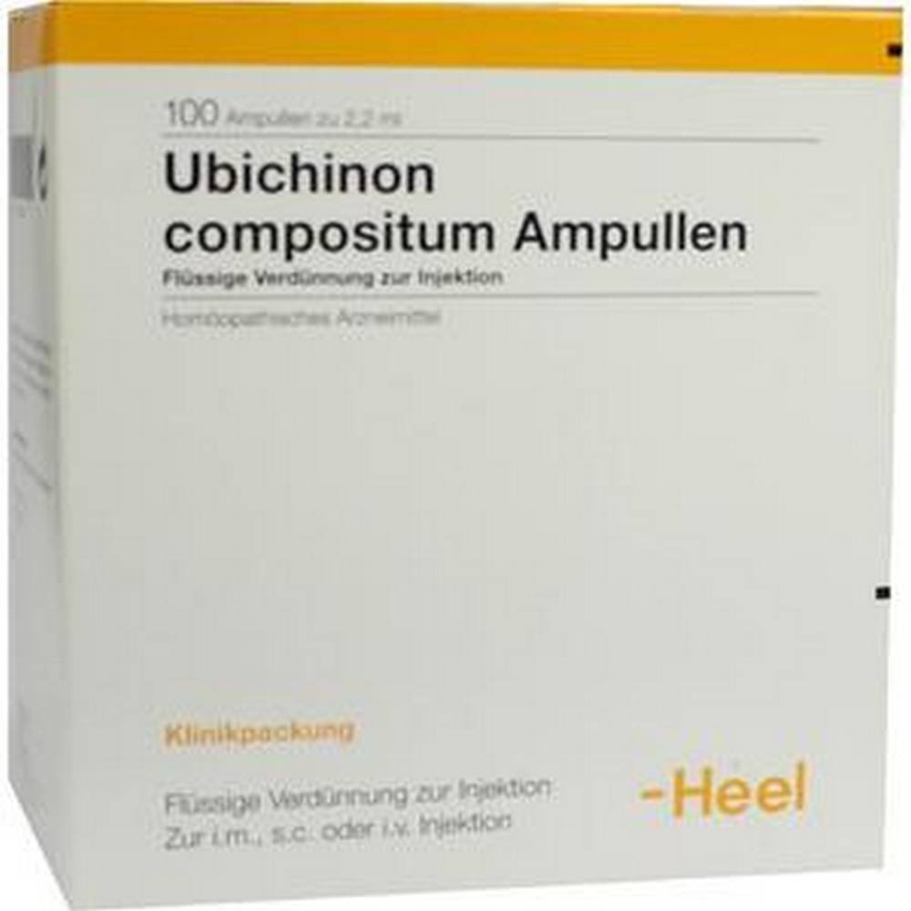 heel ubichinon comp 100 Areas of application: Registered homeopathic medicinal product, therefore without specification of a therapeutic indication.
