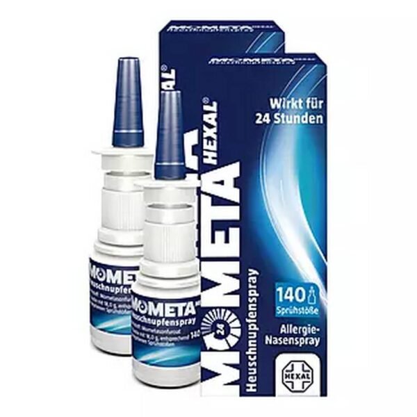 Powerful allergy nasal spray. Frees the nose from hay fever symptoms for 24 hours. Double pack.