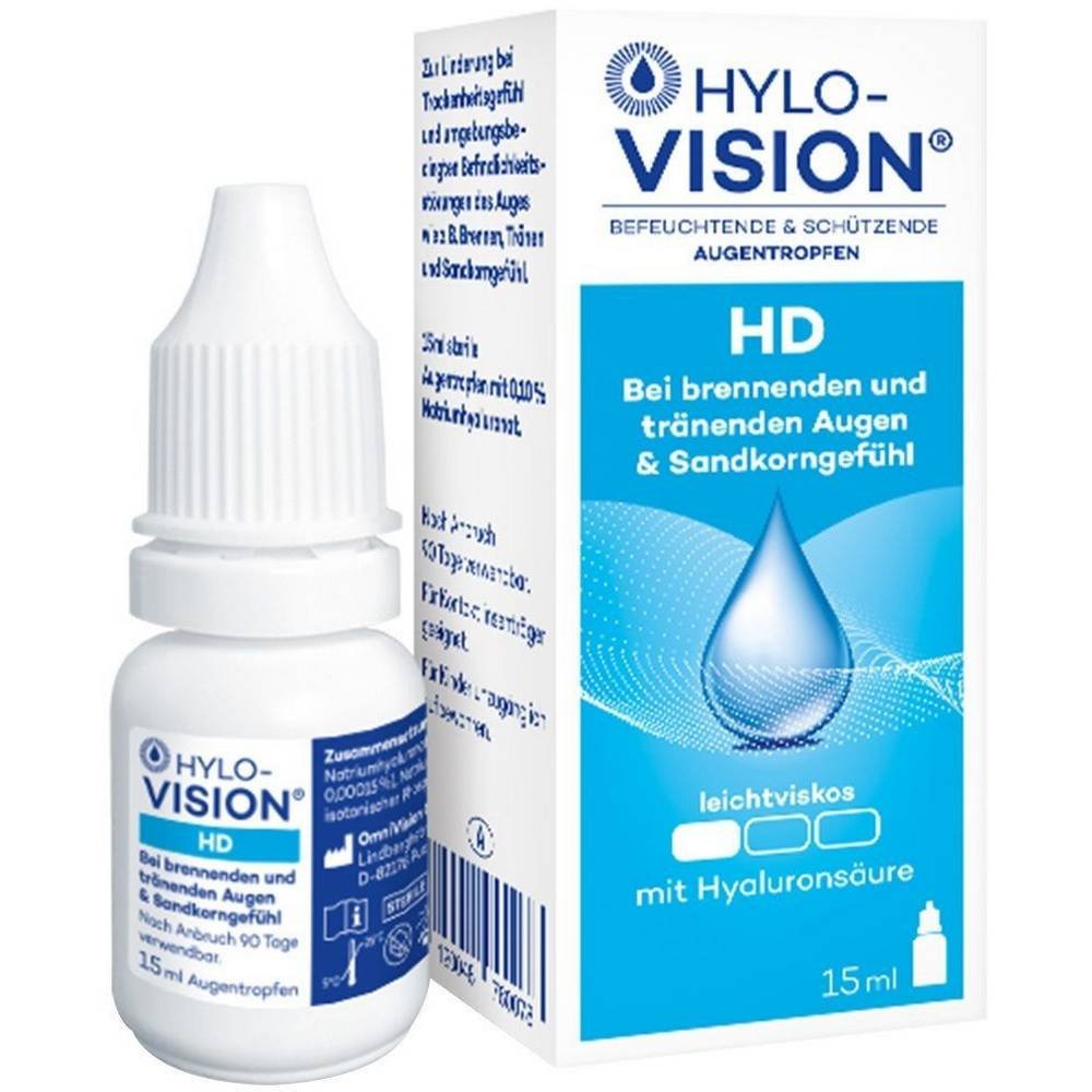 hylo vision hd augentropfen 15 ml Hylo Vision HD moisturizing and protective eye drops with hyaluronic acid.