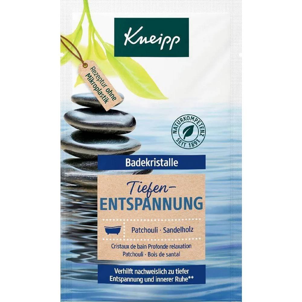 kneipp bath crystals deep relaxation 60 The bath crystals contain, among other things, sandalwood extract, patchouli oil and a high proportion of deep salt.