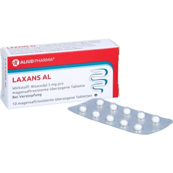 Laxans Al for short-term use in constipation and conditions requiring easier bowel movements.