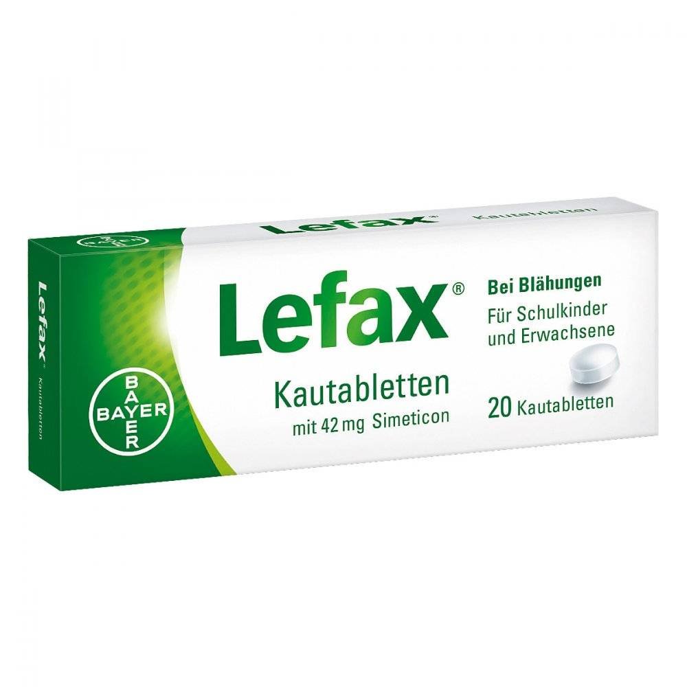 lefax kautabletten 20 stk Lefax ® chewable tablets relieve symptoms such as gas-induced fullness, upper abdominal tension and cramping.