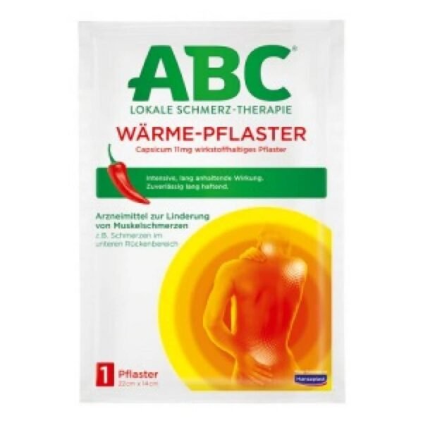 The Hansaplast med ABC thermal patch is used for external application to relieve muscle pain in the lumbar region.