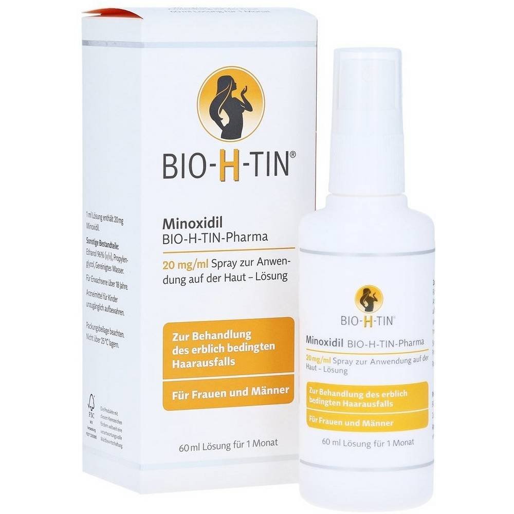 minoxidil bio h tin 20 mgml losung 60 ml MINOXIDIL BIO-H-TIN helps with hereditary hair loss in men.