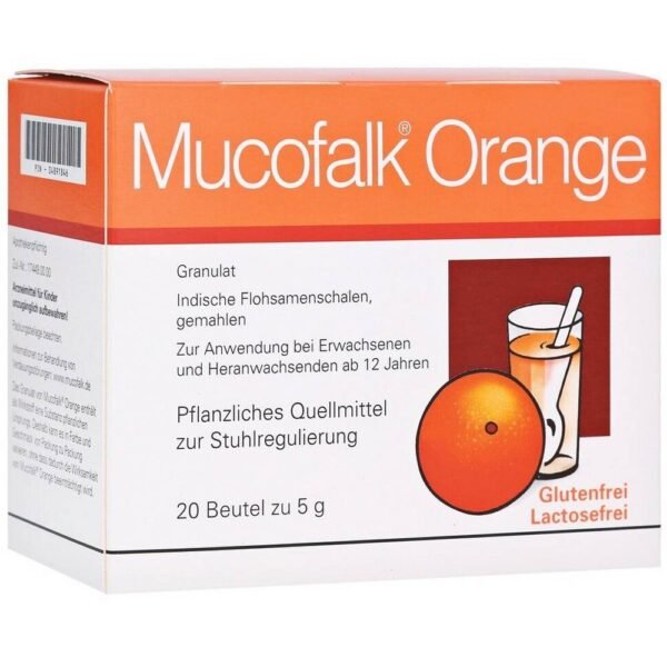 Mukofalk Orange sachets of granules of plant origin, from the peel of Indian psyllium with a pleasant orange flavor are used for chronic constipation.