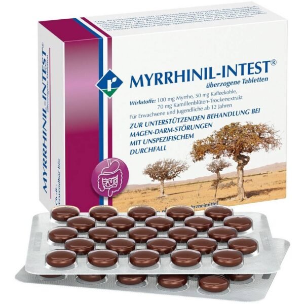 Myrrhinil Intest relieves diarrhea, painful abdominal cramps and flatulence, promotes regeneration of the permeable intestinal mucosa.