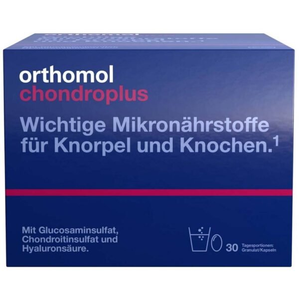 Orthomol Hondroplus is a food supplement with vitamin C, which promotes normal collagen formation for the functioning of cartilage and bones.