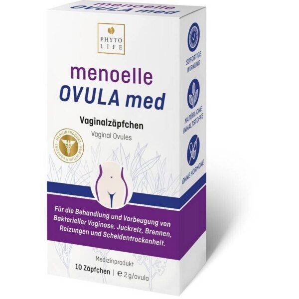 Menoelle Ovula Med is used for bacterial vaginosis and vaginal dryness, quickly relieves vaginal irritation, burning, itching, tingling, discharge and odor.
