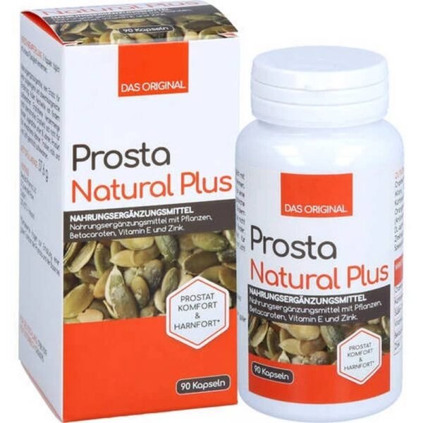 Prosta Natural Plus is a dietary supplement with plants, beta-carotene, vitamin E and zinc.