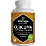 Curcuma hochdosiert + Piperin + Vitamin C has anti-inflammatory and antioxidant properties, improves brain function, reduces the risk of cardiovascular diseases.